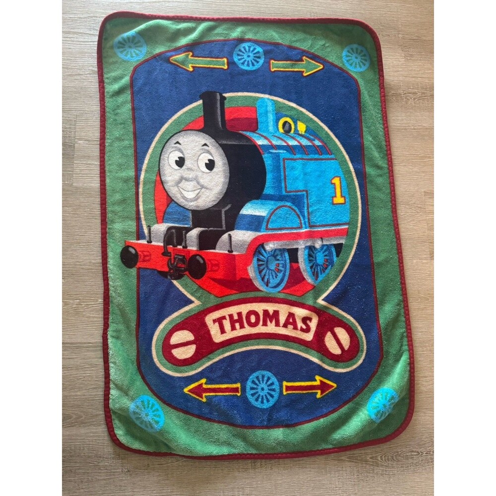 Thomas the Train Engine Throw Blanket VTG Toddler Baby Security Fleece Naptime